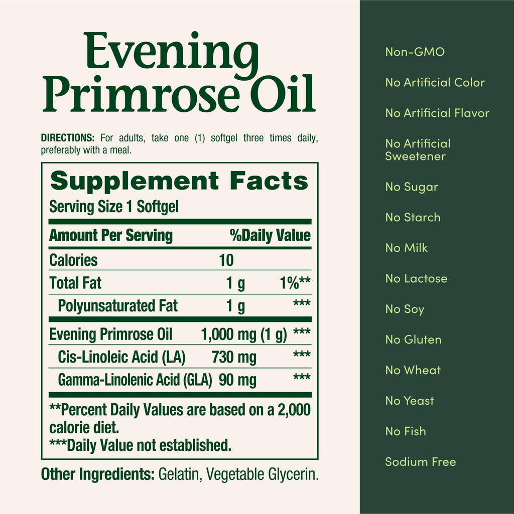 Nature's Bounty Evening Primrose Oil safety seal and cap detail