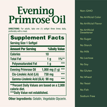 Nature's Bounty Evening Primrose Oil women's hormonal health supplement packaging