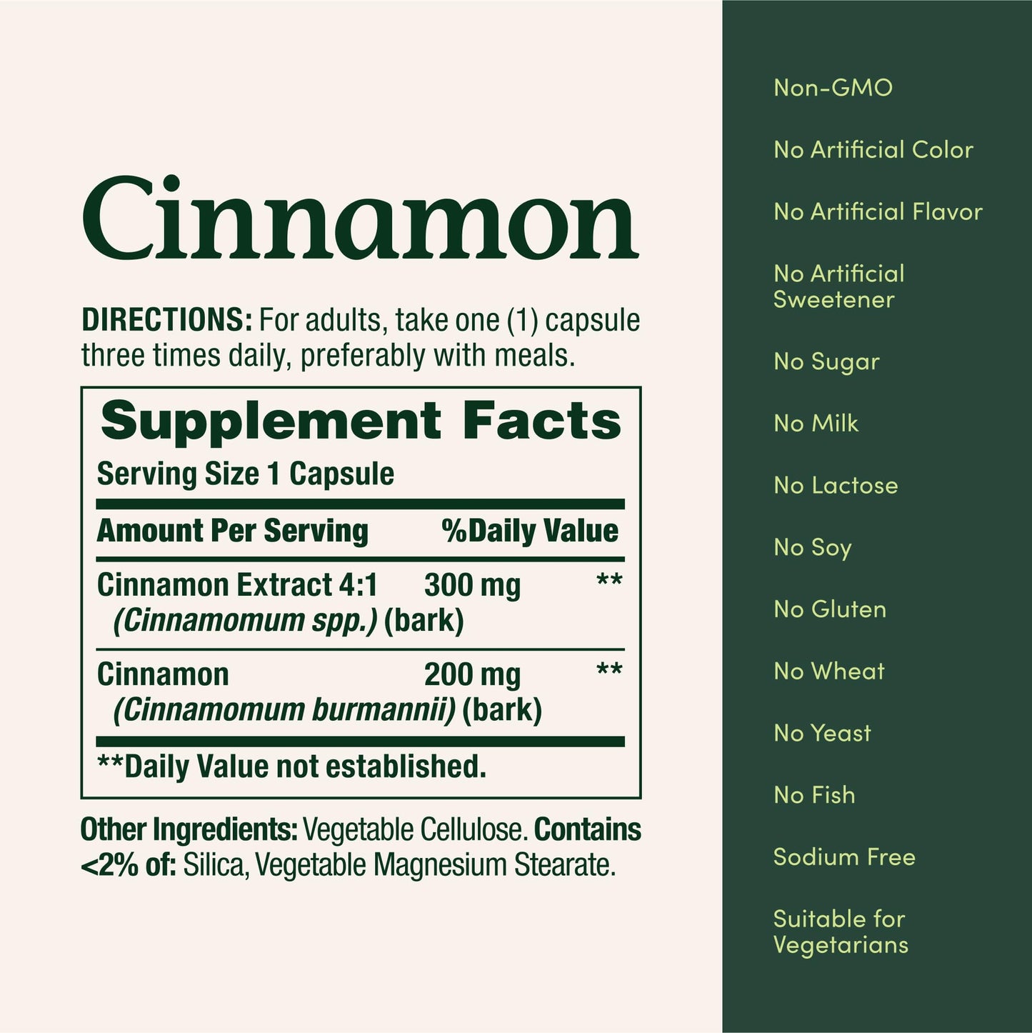 Close up of Nature's Bounty Cinnamon supplement packaging
