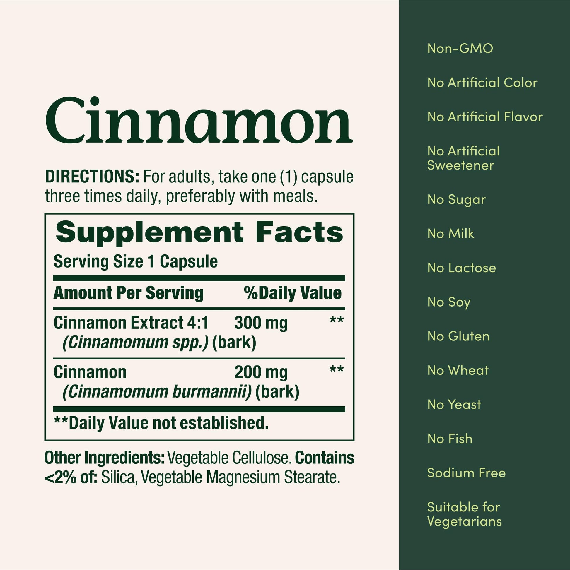 Close up of Nature's Bounty Cinnamon supplement packaging