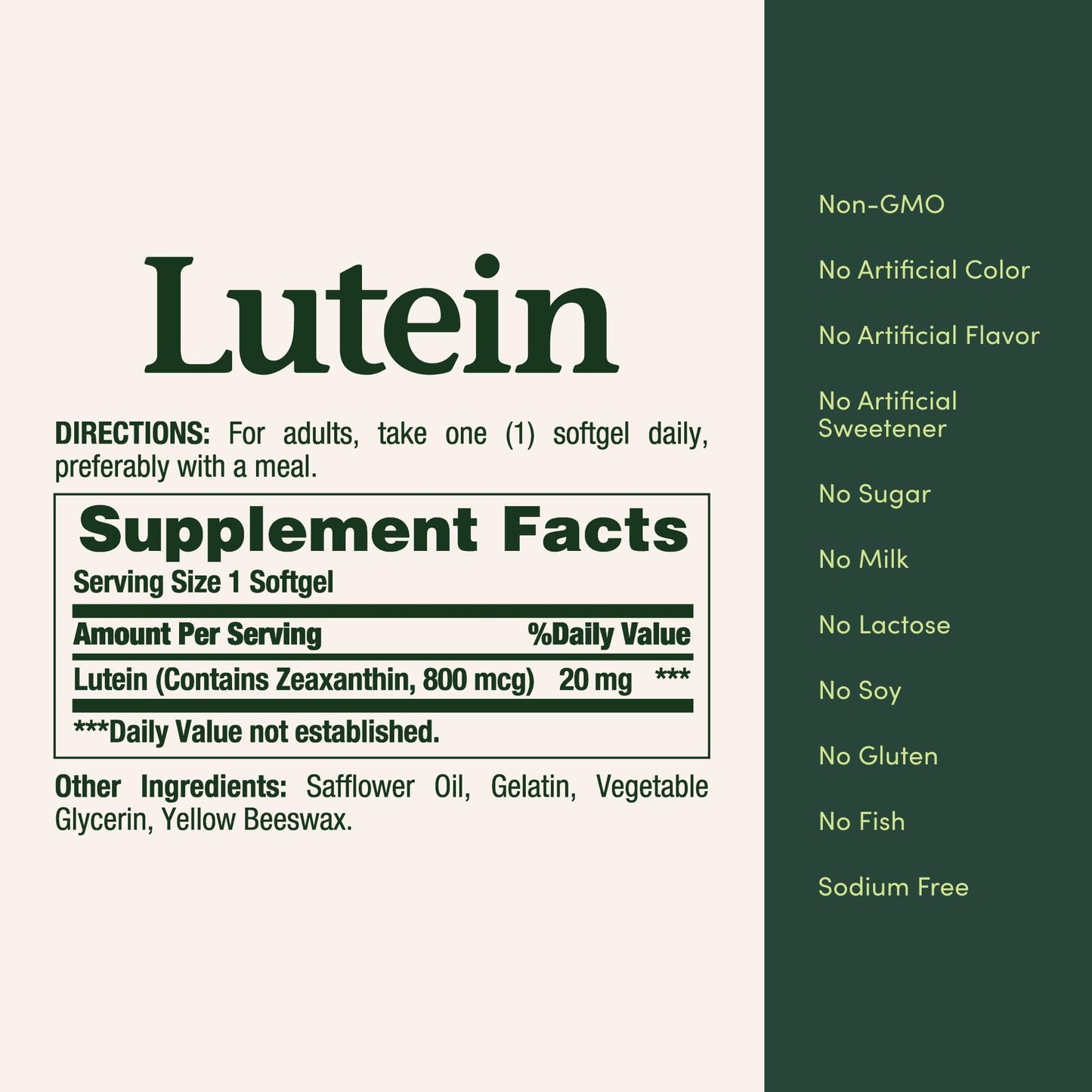 Top view of Nature's Bounty Lutein dietary supplement bottle