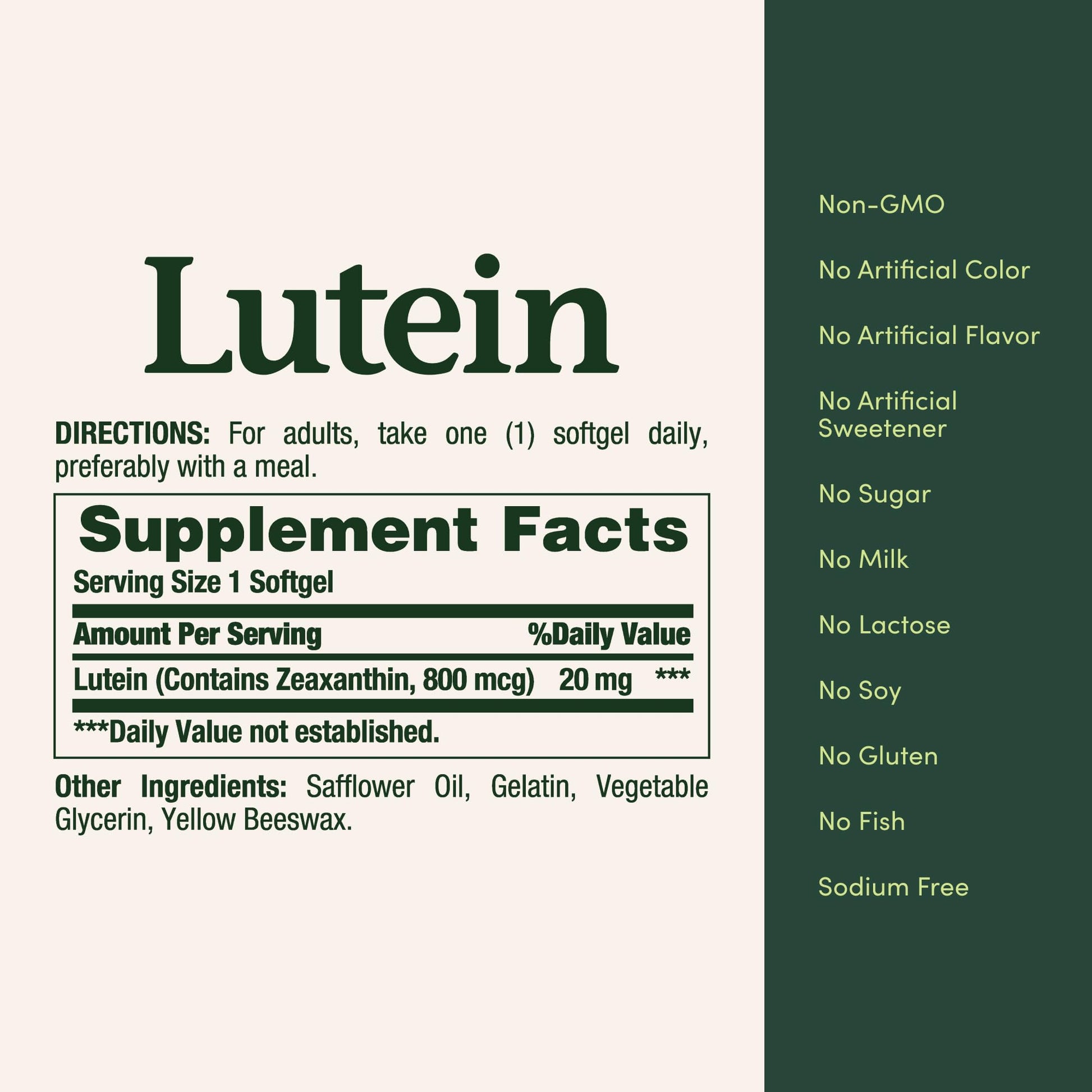 Top view of Nature's Bounty Lutein dietary supplement bottle