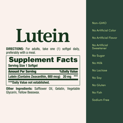 Top view of Nature's Bounty Lutein dietary supplement bottle