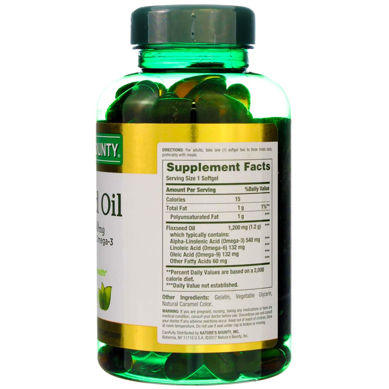 Nature's Bounty rapid release softgels flaxseed oil 1200 mg pack of three bottles