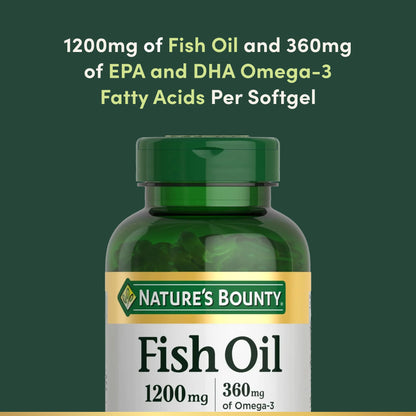 Side profile of Nature's Bounty fish oil imported supplement showing capsule purity details
