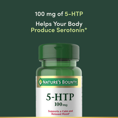 Natures Bounty 5-HTP 100mg capsules mood support packaging