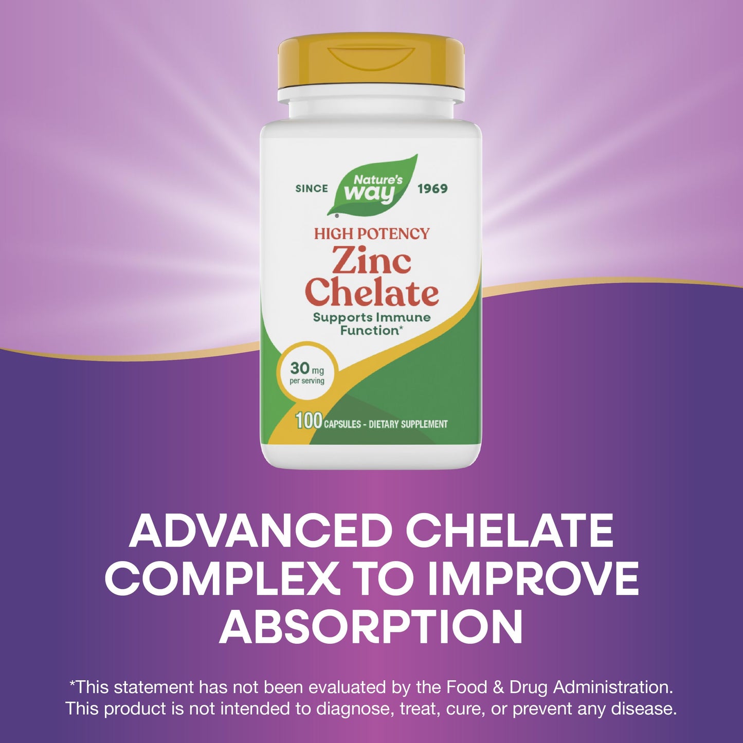 Nature's Way Zinc Chelate immune defense health supplement close up