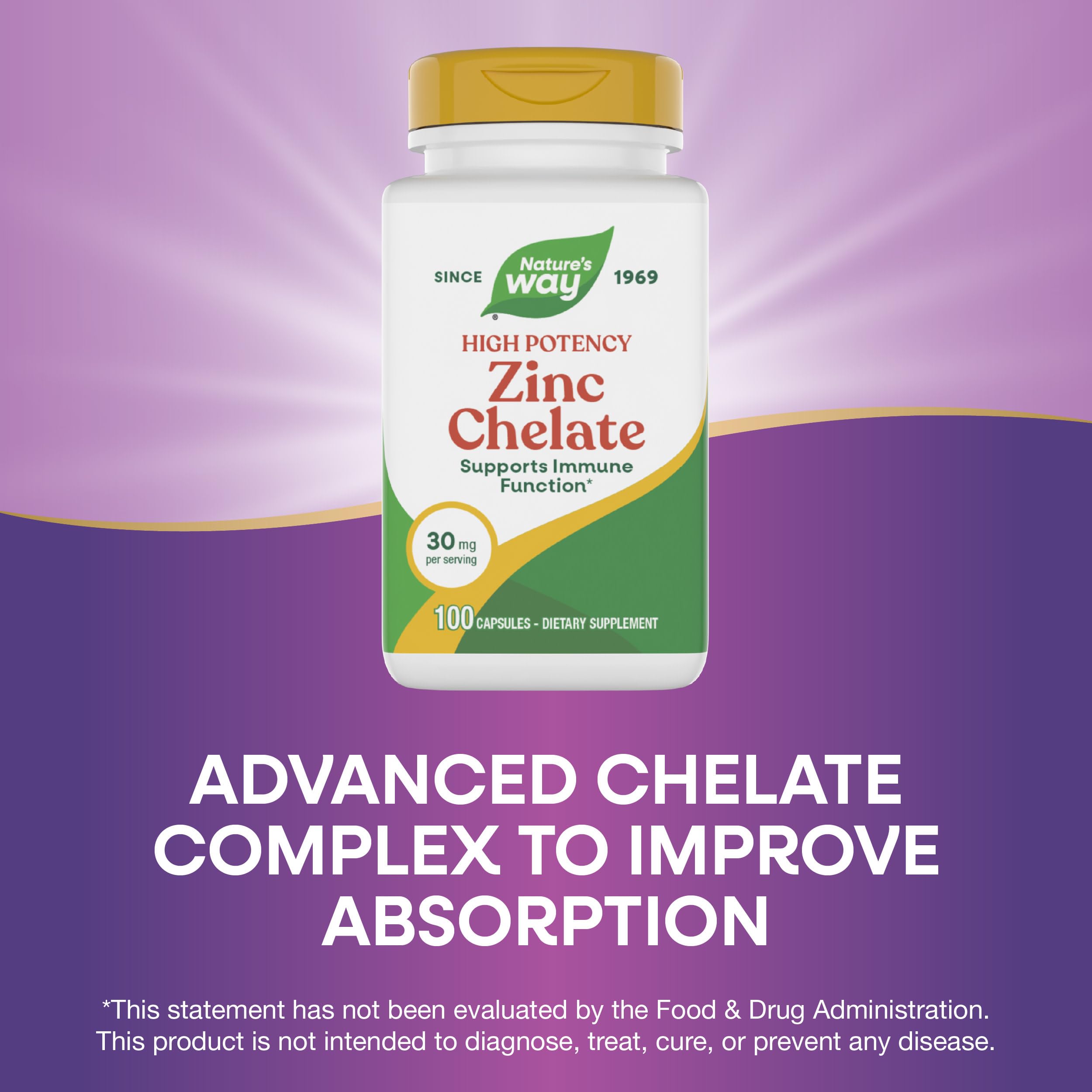 Nature's Way Zinc Chelate immune defense health supplement close up