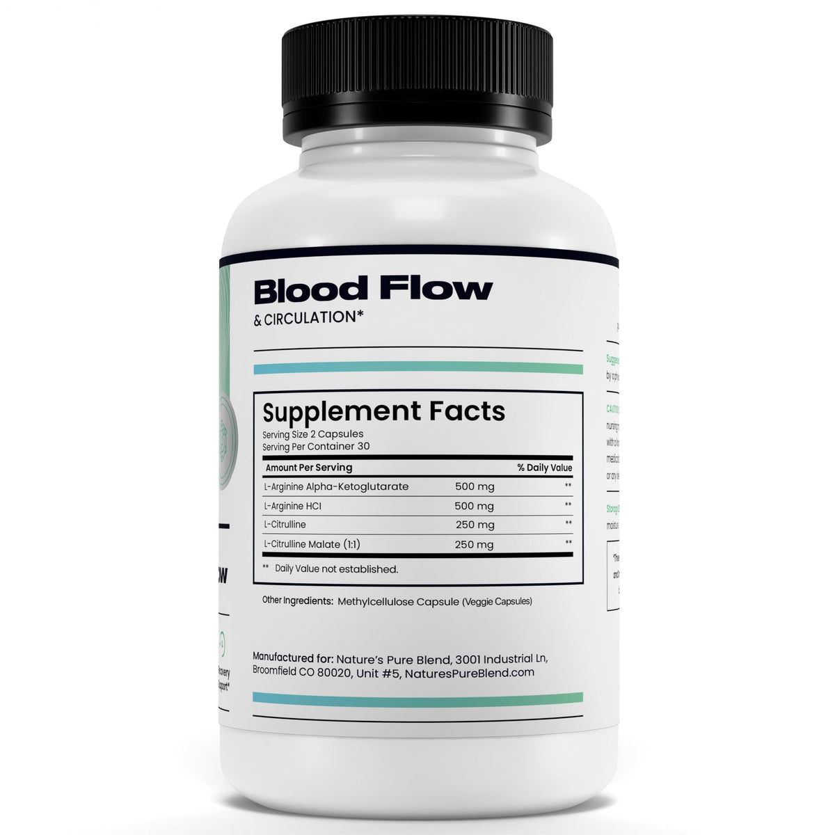 Vascularity and workout support supplement bottle layout