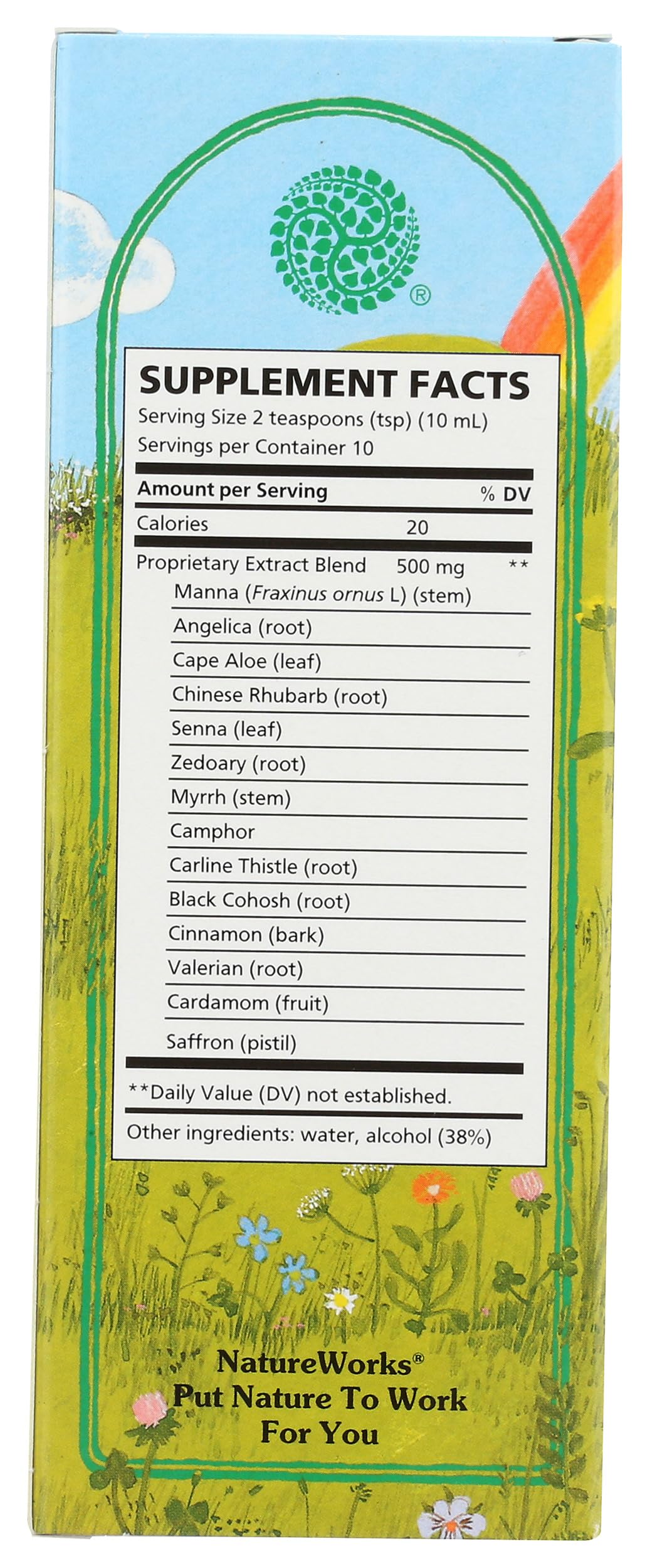 Nature Works Swedish Bitters bottle label details