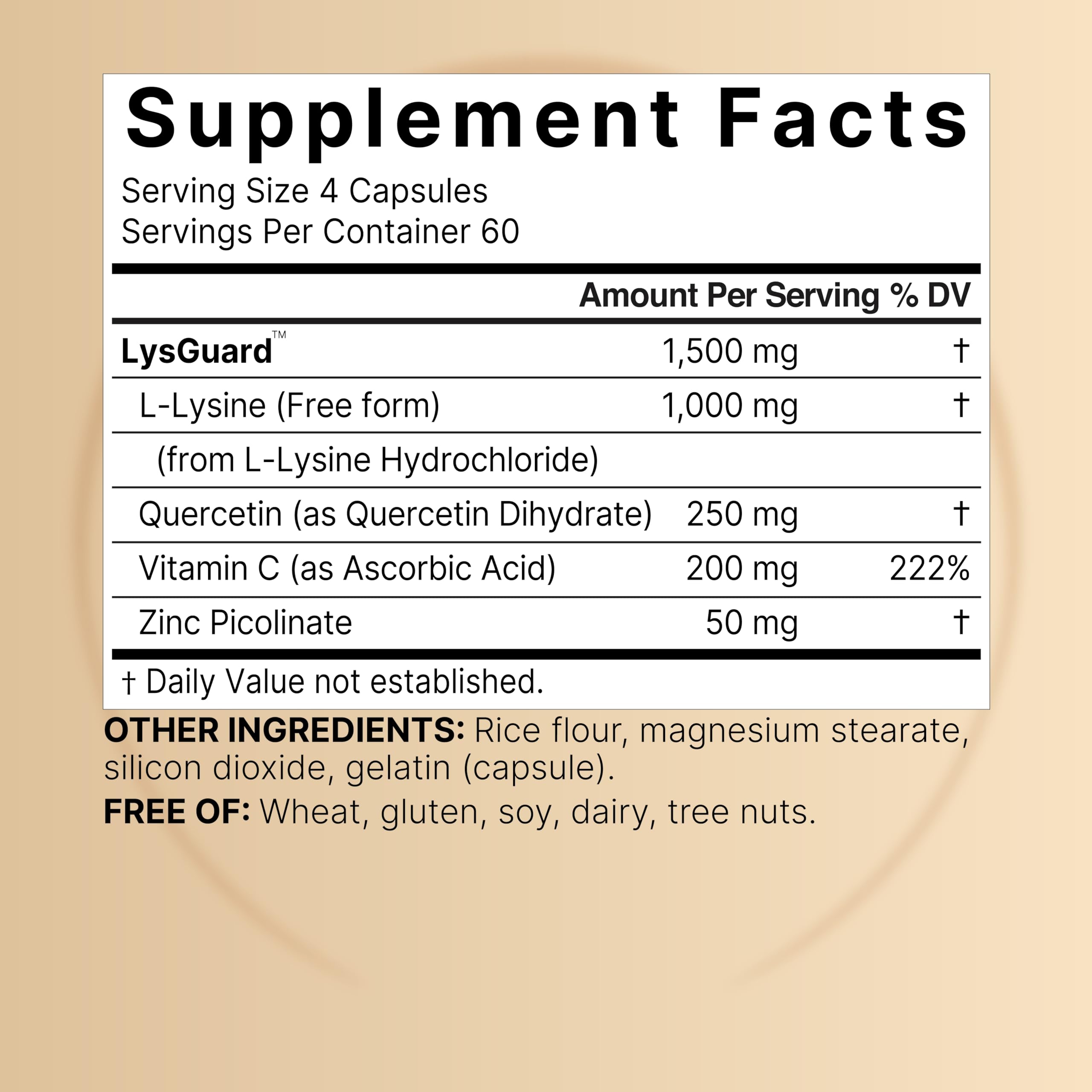 NatureBell LysGuard complex capsules ingredients panel label view