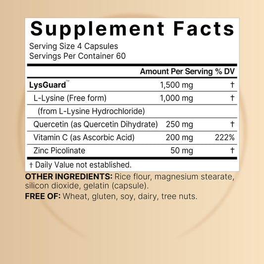 NatureBell LysGuard complex capsules ingredients panel label view