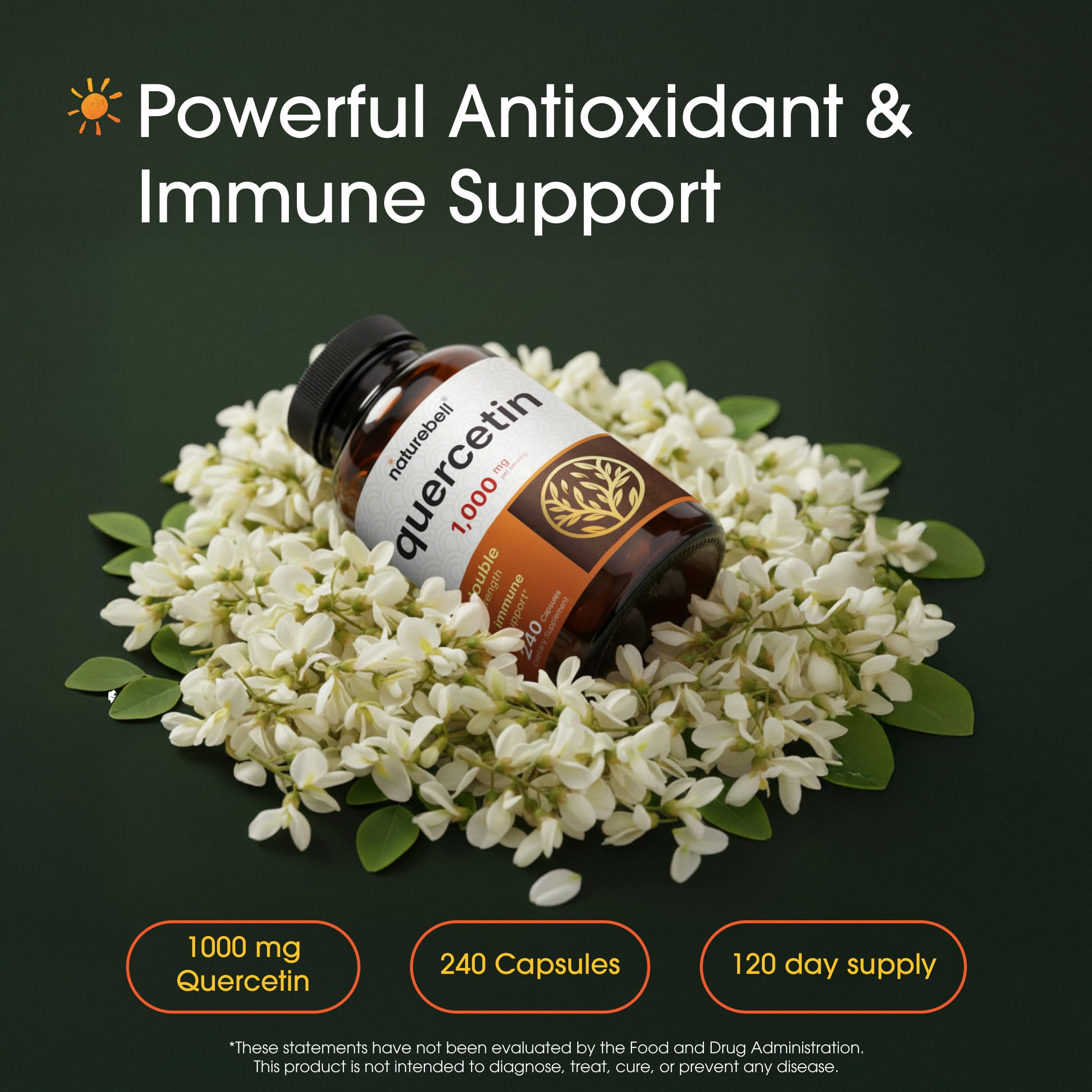 NatureBell Quercetin 240 capsules supplement facts and ingredient label