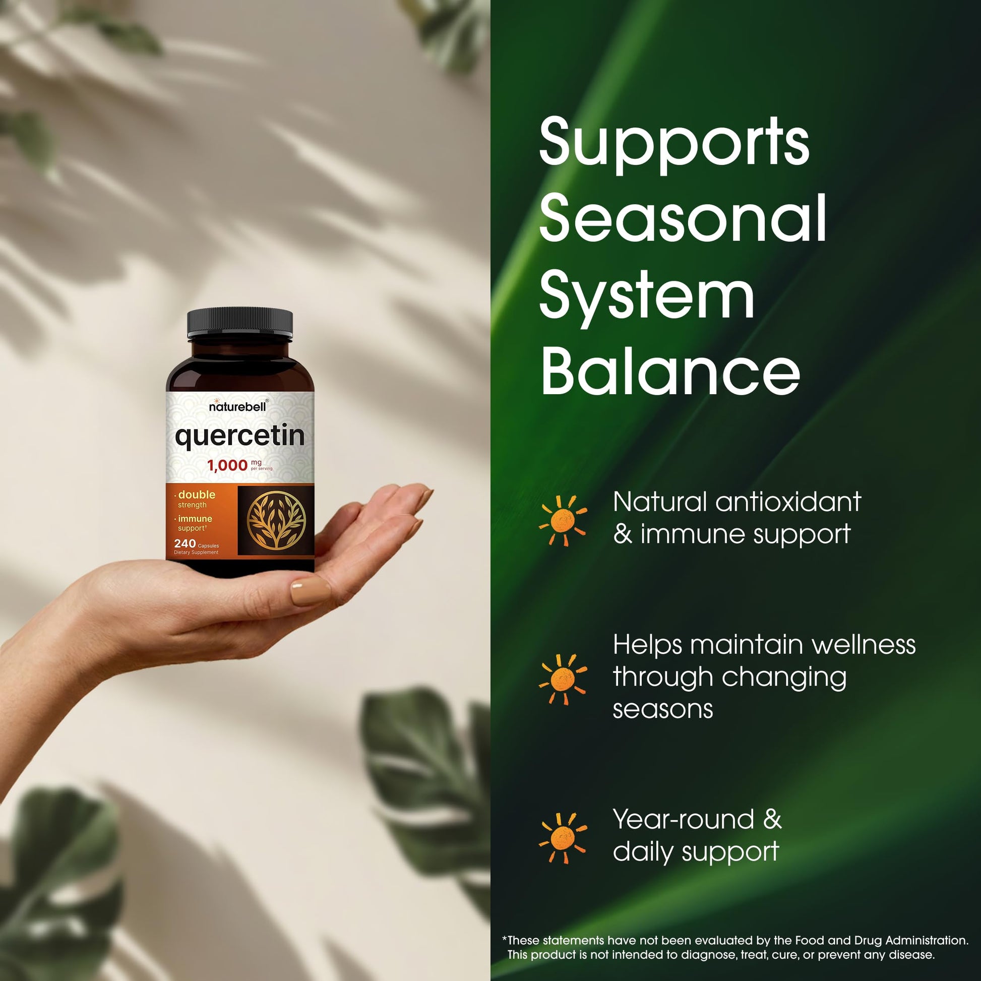 NatureBell plant based quercetin dihydrate antioxidant pills