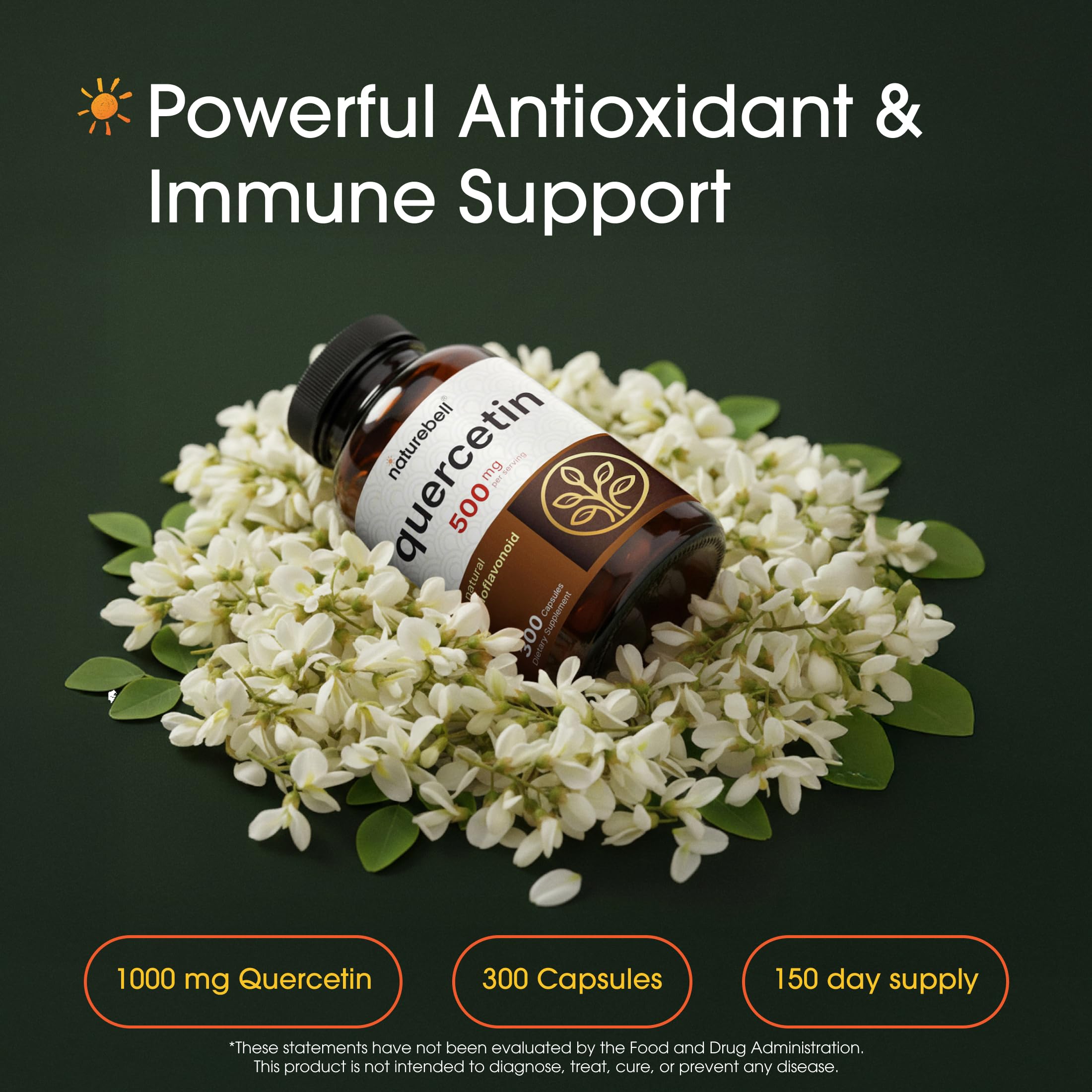 NatureBell Quercetin 240 capsules supplement facts label showing ingredients and dosage