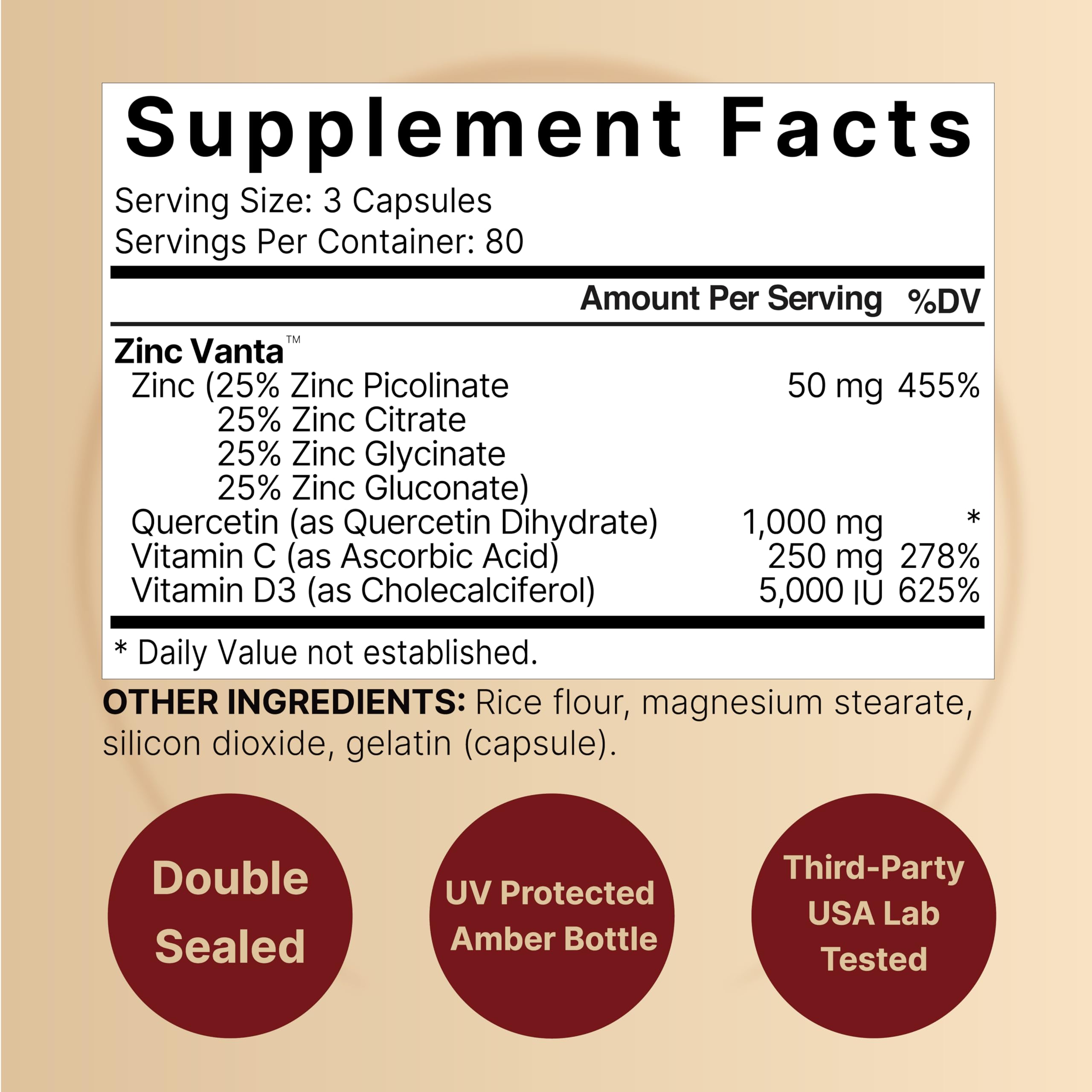 NatureBell 4-in-1 advanced immune defense capsules supplement label facts