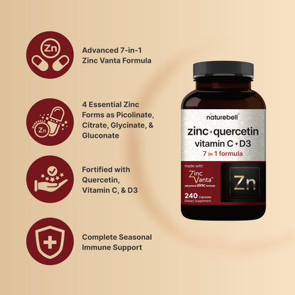 NatureBell ZincVanta formula with vitamin c and vitamin d3 dietary ingredients