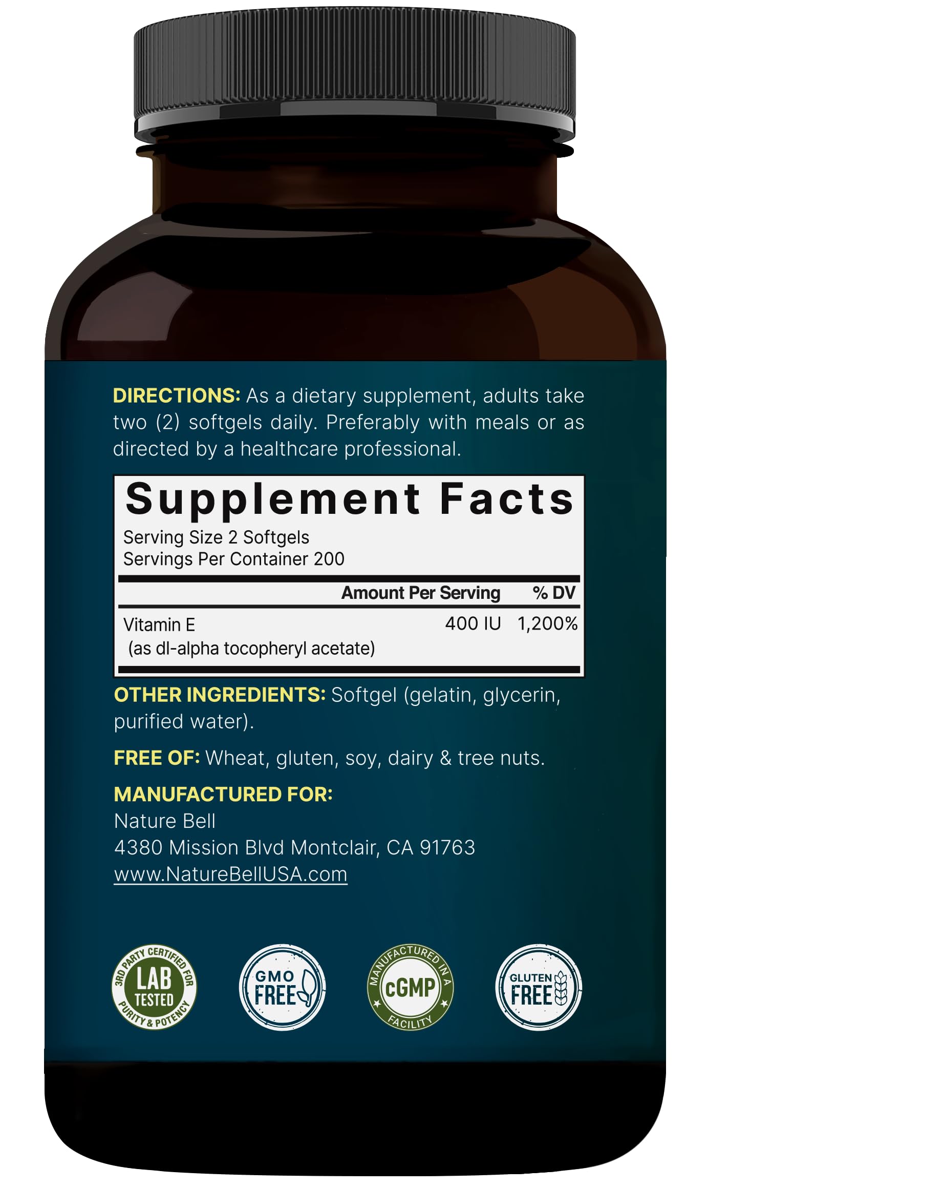 Premium 400 IU Vitamin E oil softgels dietary supplement lifestyle product image