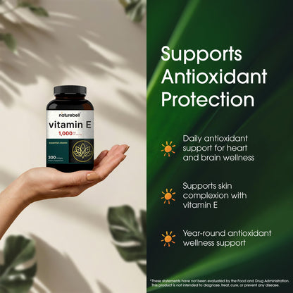 NatureBell extra strength Vitamin E pills showing the clear gold liquid oil formulation texture