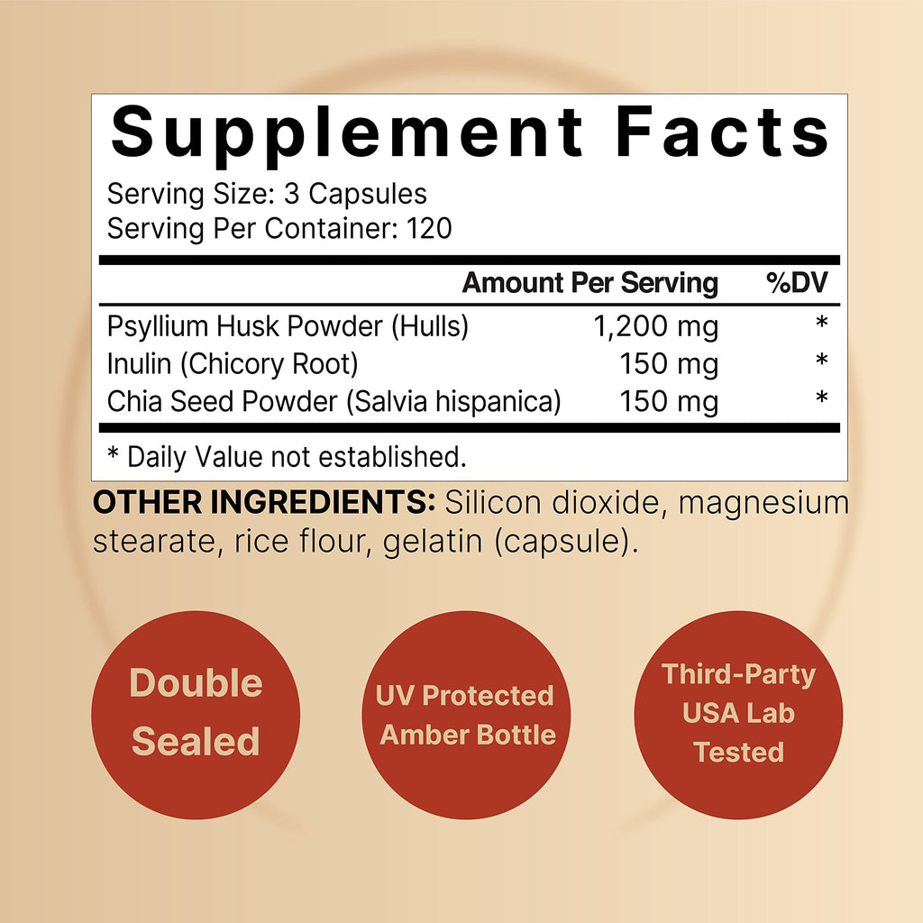 NatureBell Psyllium Husk 1500mg capsules label details