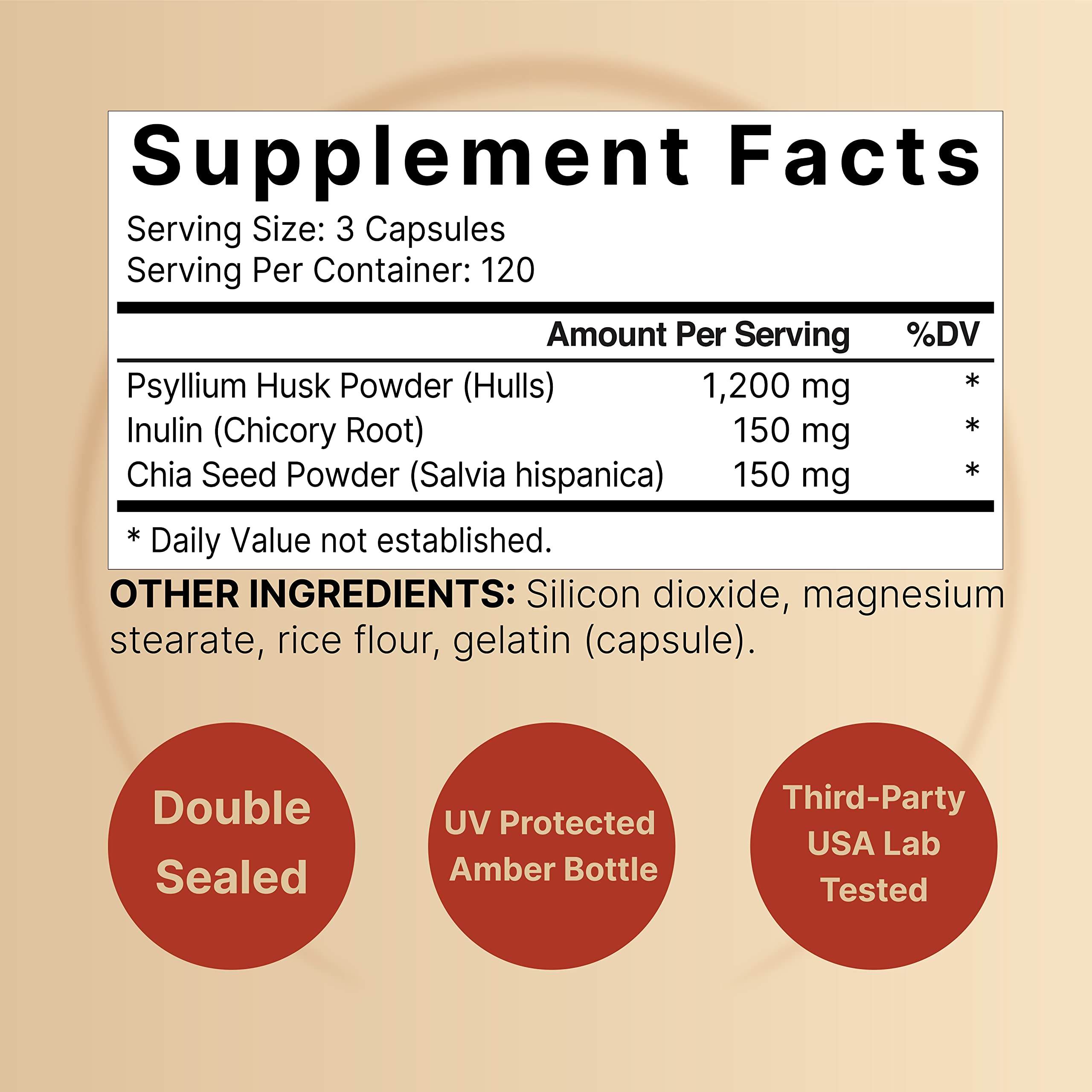 NatureBell Psyllium Husk 1500mg capsules label details