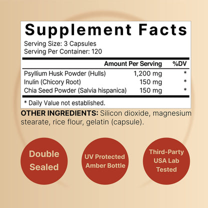 NatureBell Psyllium Husk 1500mg capsules label details