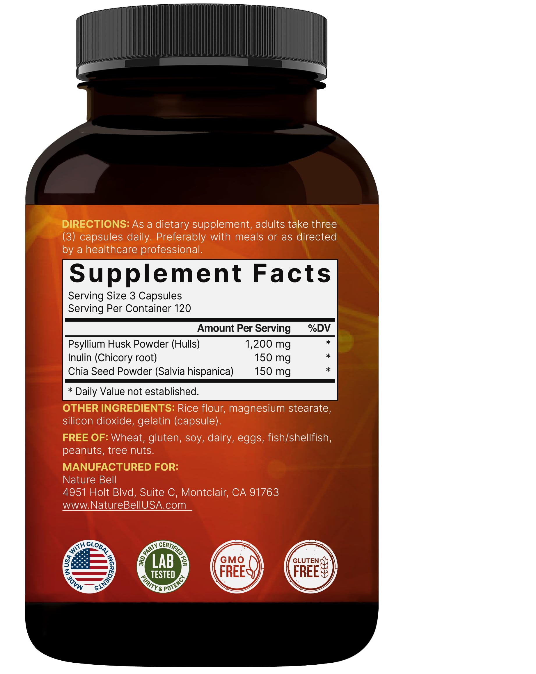 NatureBell Psyllium Husk capsules for gut health branding