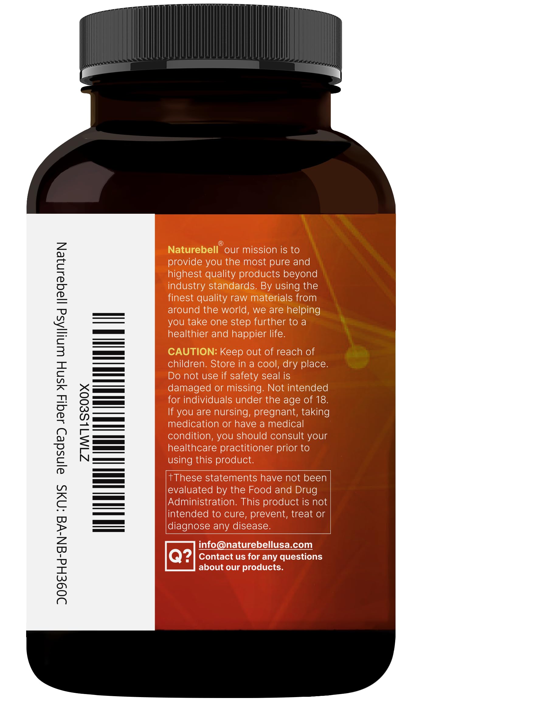 Back view of NatureBell USA imported supplement packaging