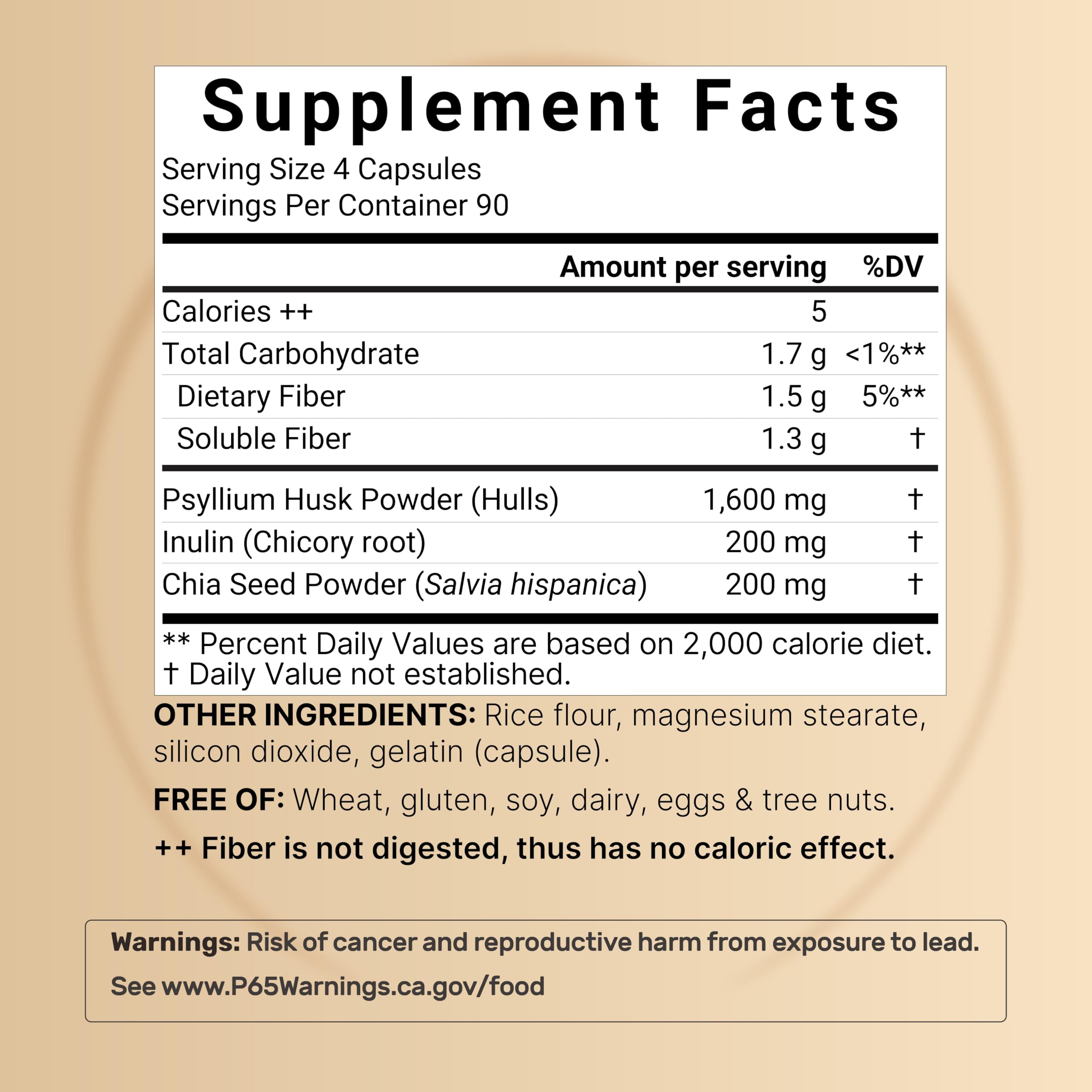 NatureBell Psyllium Husk supplement bottle label details