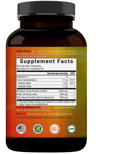 NatureBell Psyllium Husk capsules non-GMO label information