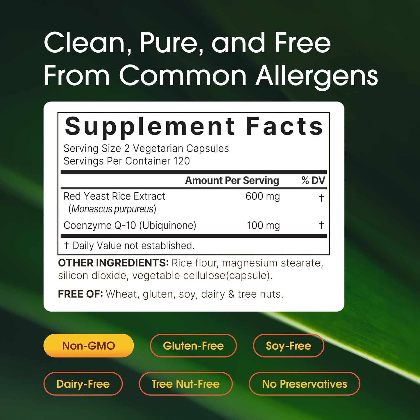 Side view of NatureBell non GMO plant based cardiovascular supplement with two thousand four hundred milligrams formulation