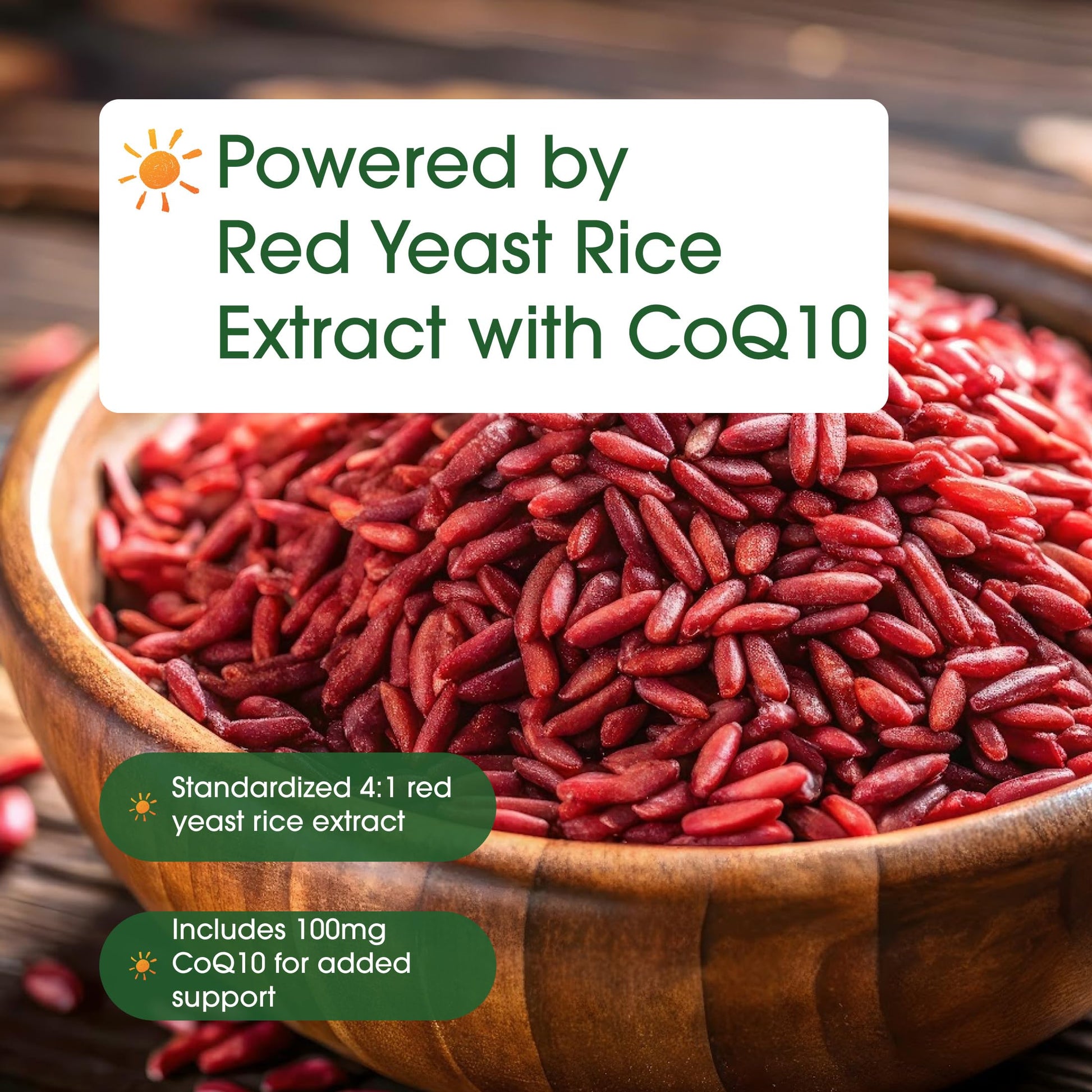USA imported NatureBell red yeast rice with ubiquinone packaging detail highlighting energy revitalization benefits