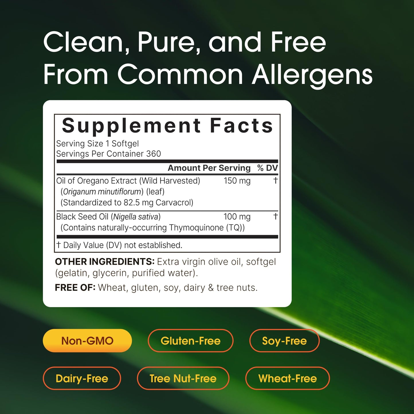 NatureBell 2 in 1 herbal complex immune support softgels bottle showing non GMO seals