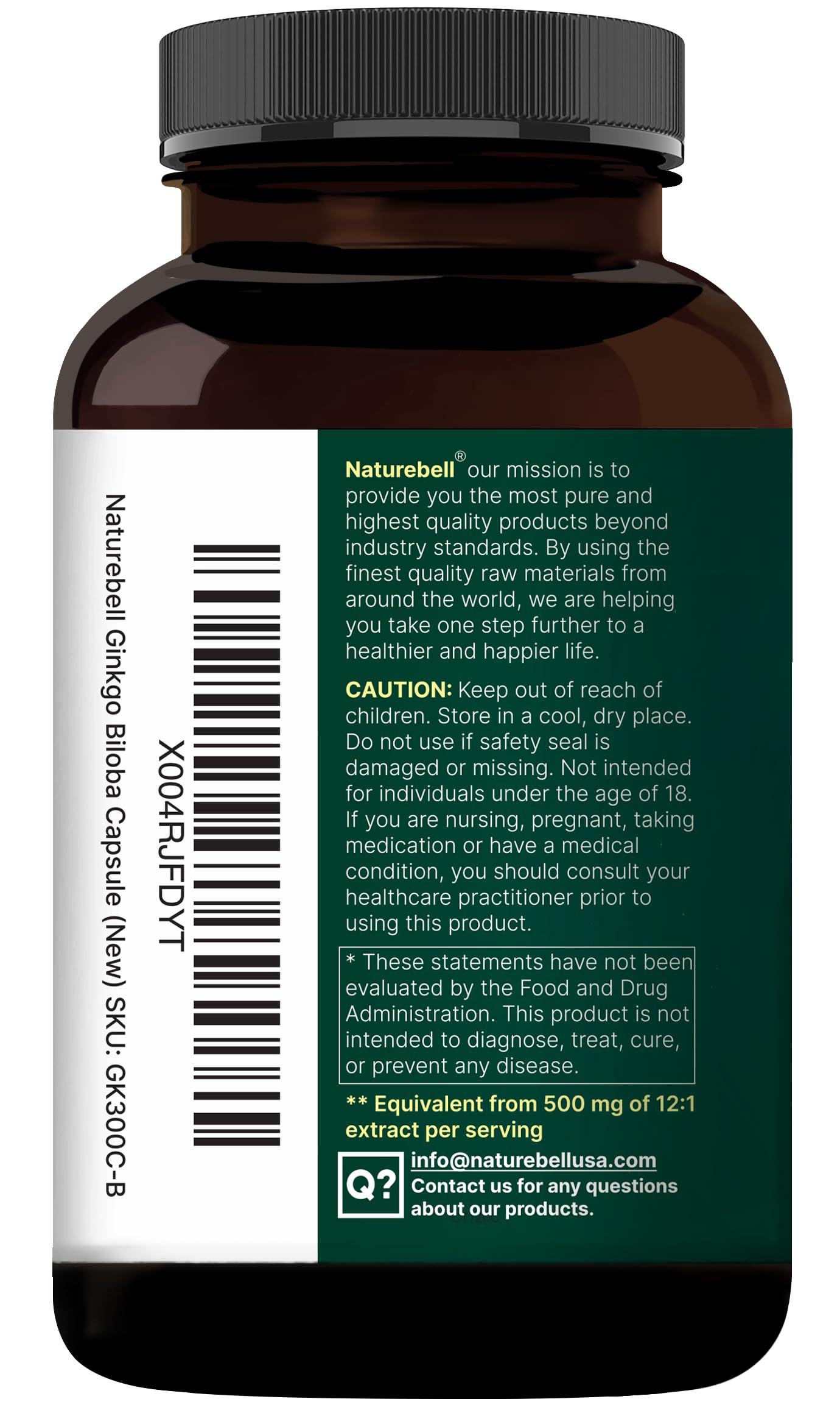 NatureBell USA manufactured dietary supplement for mental clarity focus and energy