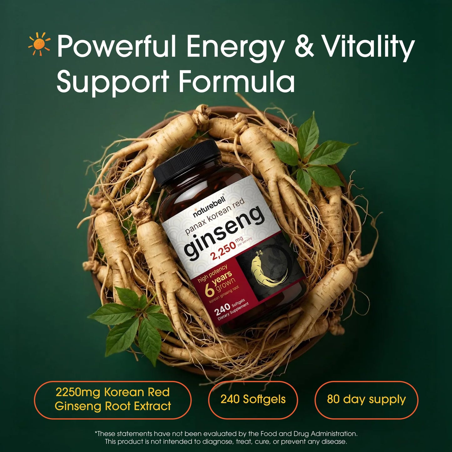 NatureBell Korean Red Ginseng softgels dietary supplement label
