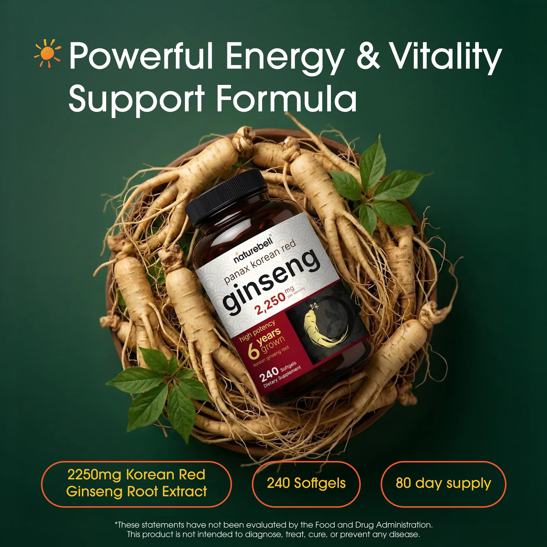 NatureBell Korean Red Ginseng softgels dietary supplement label