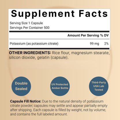 NatureBell Potassium Citrate supplement bottle angled view highlighting the non-GMO and gluten-free product verification stamps