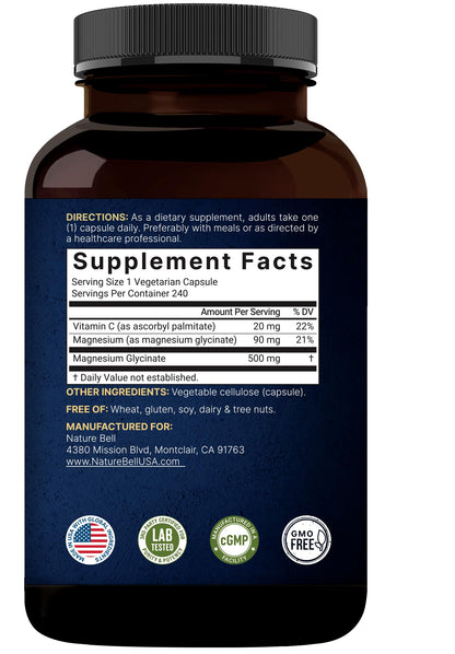 NatureBell vegetarian non-GMO magnesium capsules clear view