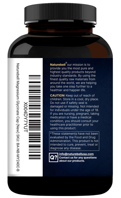 NatureBell pure magnesium glycinate with vitamin C highlights