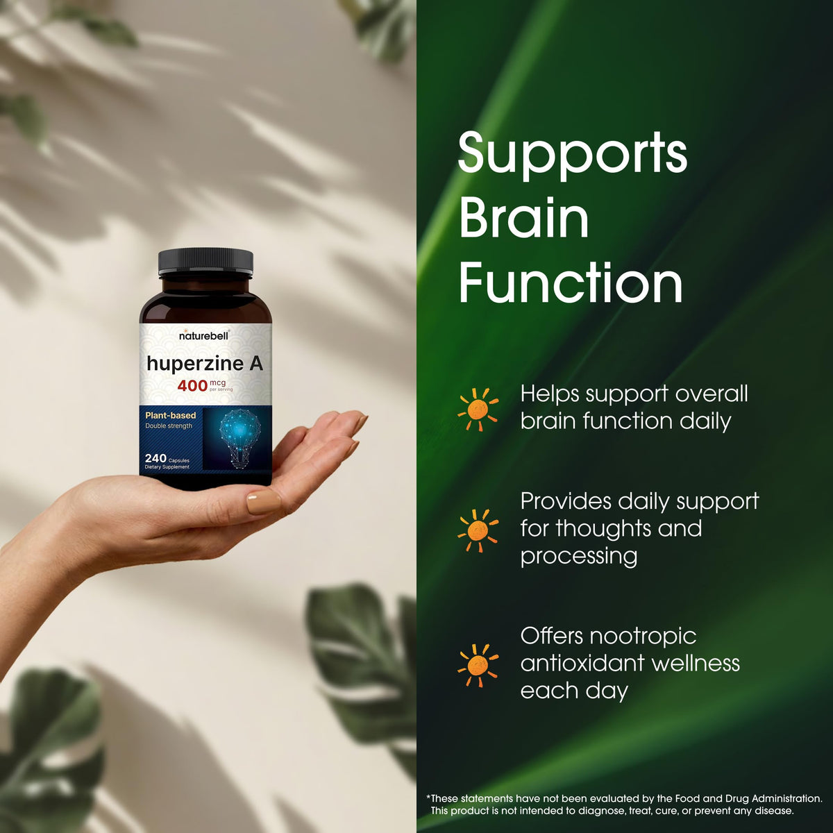 NatureBell Huperzine A bottle side profile and ingredients