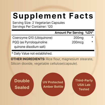 NatureBell Coenzyme Q10 200 milligrams supplement bottle detailing cellular energy support.