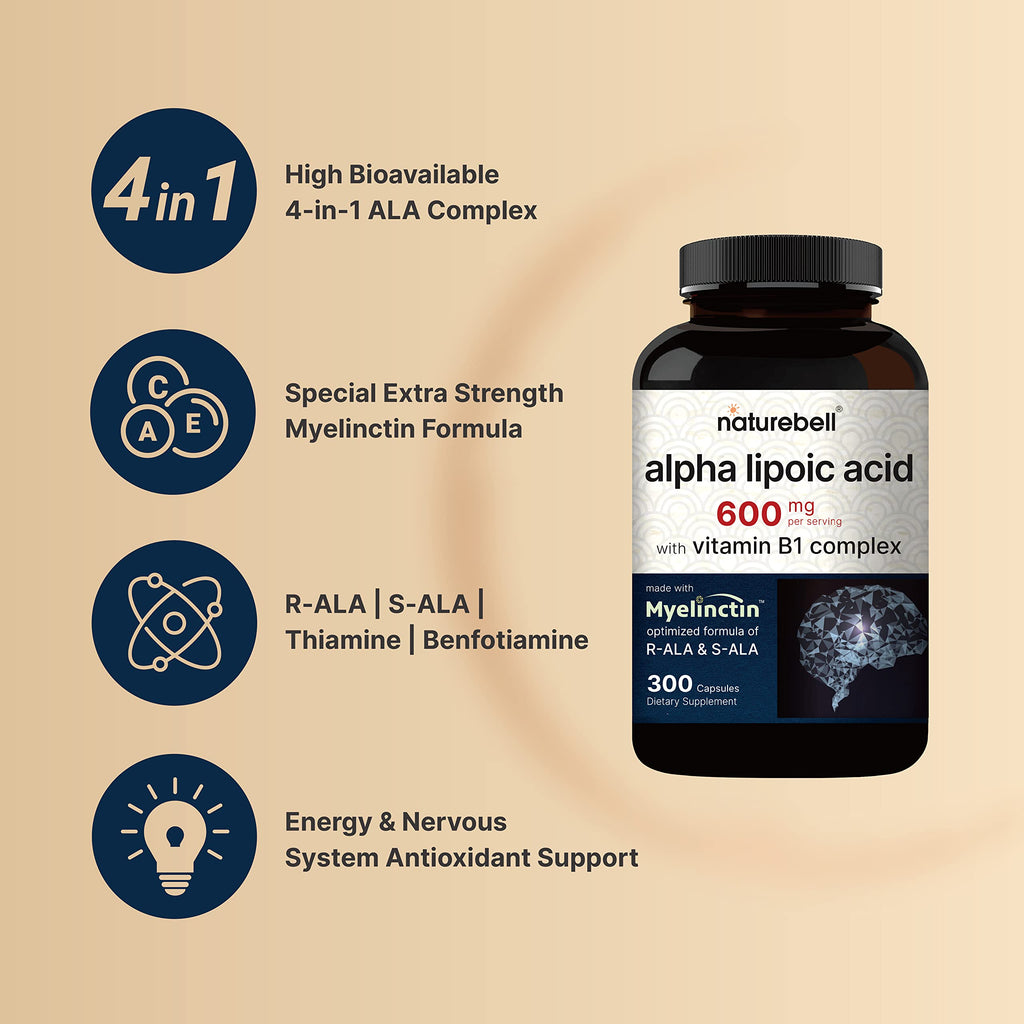 NatureBell Myelinctin 4-in-1 formula antioxidant supplement facts panel