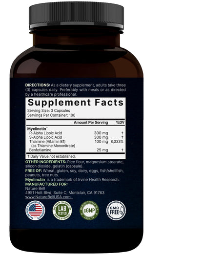 Back label of NatureBell universal antioxidant complex capsules clarifying the 100-day supply usage guidelines