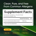 NatureBell creatine powder jar showing serving size and ingredients