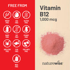 Top view of NatureWise Vitamin B12 60 count bottle