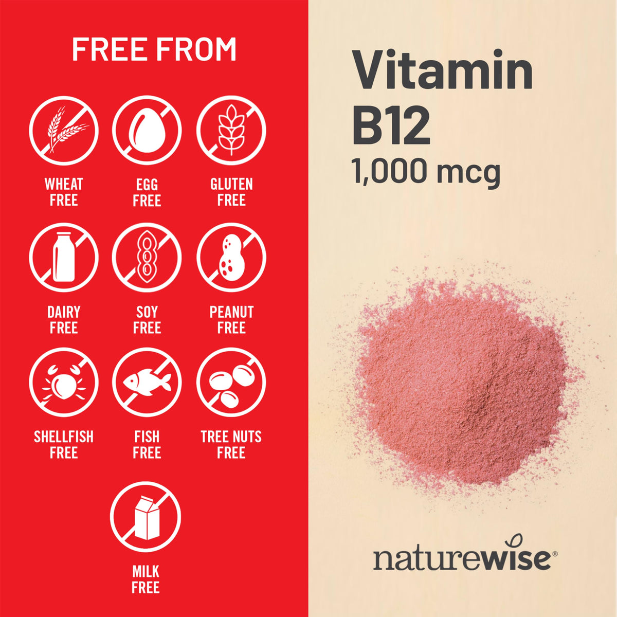 Top view of NatureWise Vitamin B12 60 count bottle