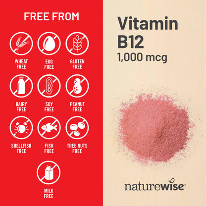 Top view of NatureWise Vitamin B12 60 count bottle