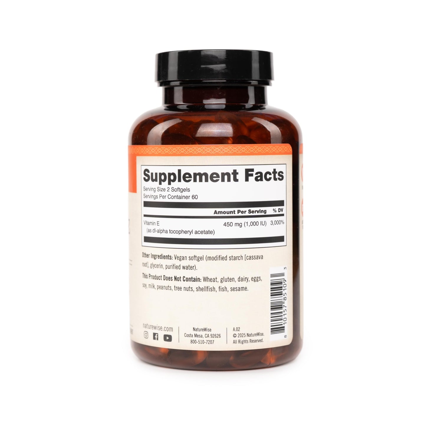 NatureWise imported antioxidant supplement nutritional facts label