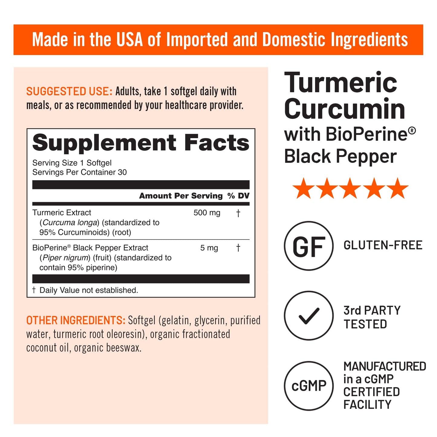 Authentic USA imported NatureWise turmeric supplements bottle packaging closeup