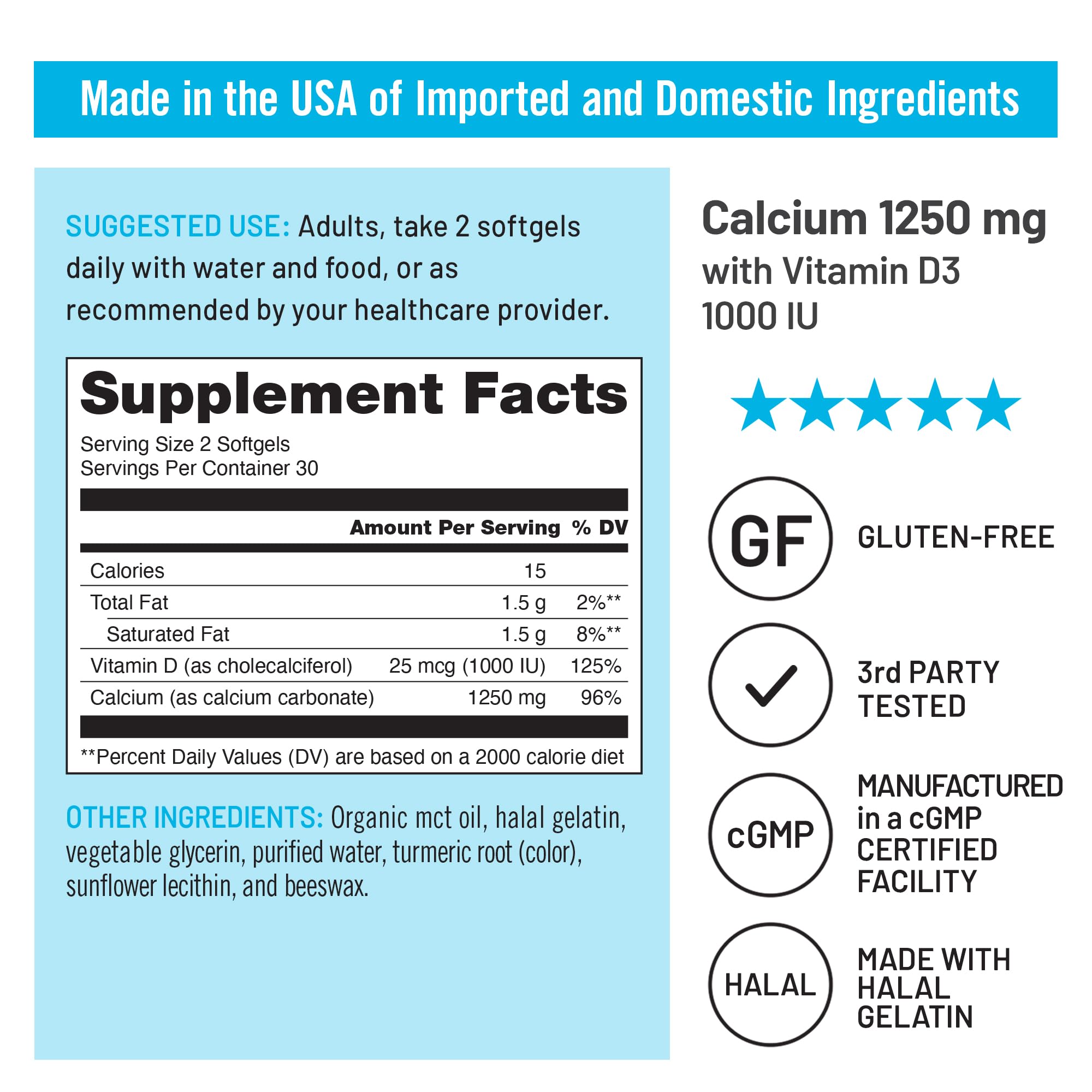 NatureWise premium imported calcium 1250mg and cholecalciferol absorption friendly liquid capsules visual guide